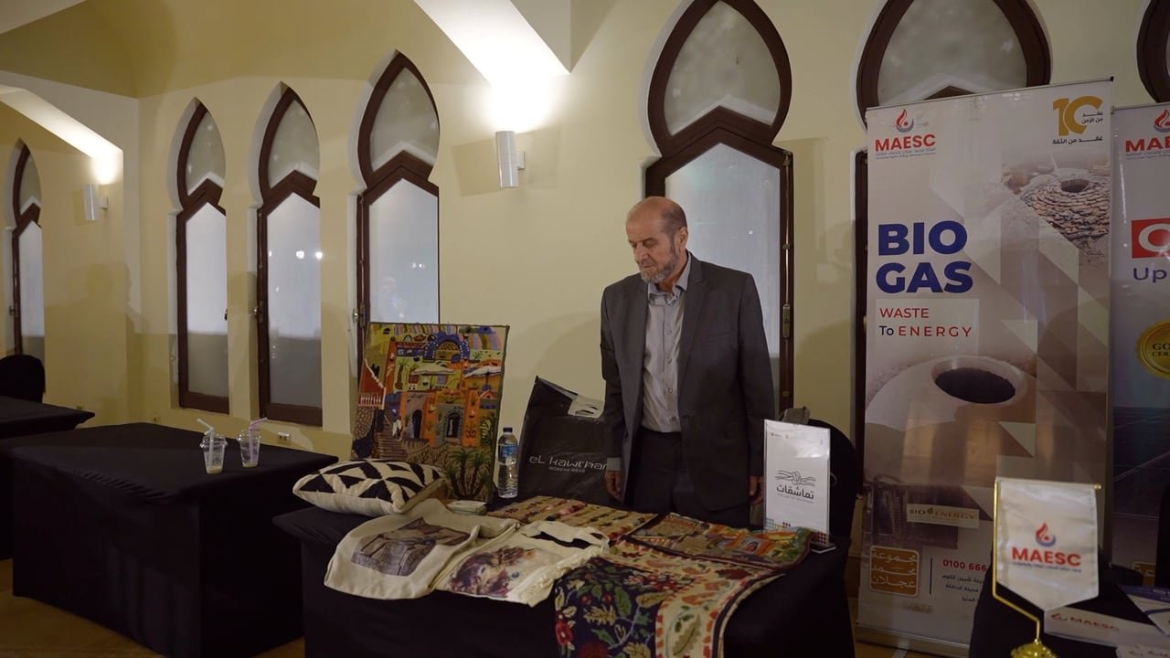 A biogas startup’s stand with its products.