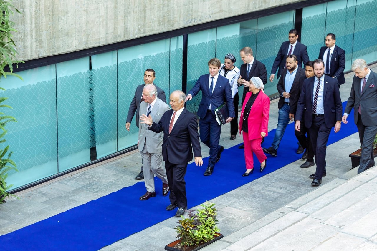 HRH The Prince of Wales arriving along the blue carpet.