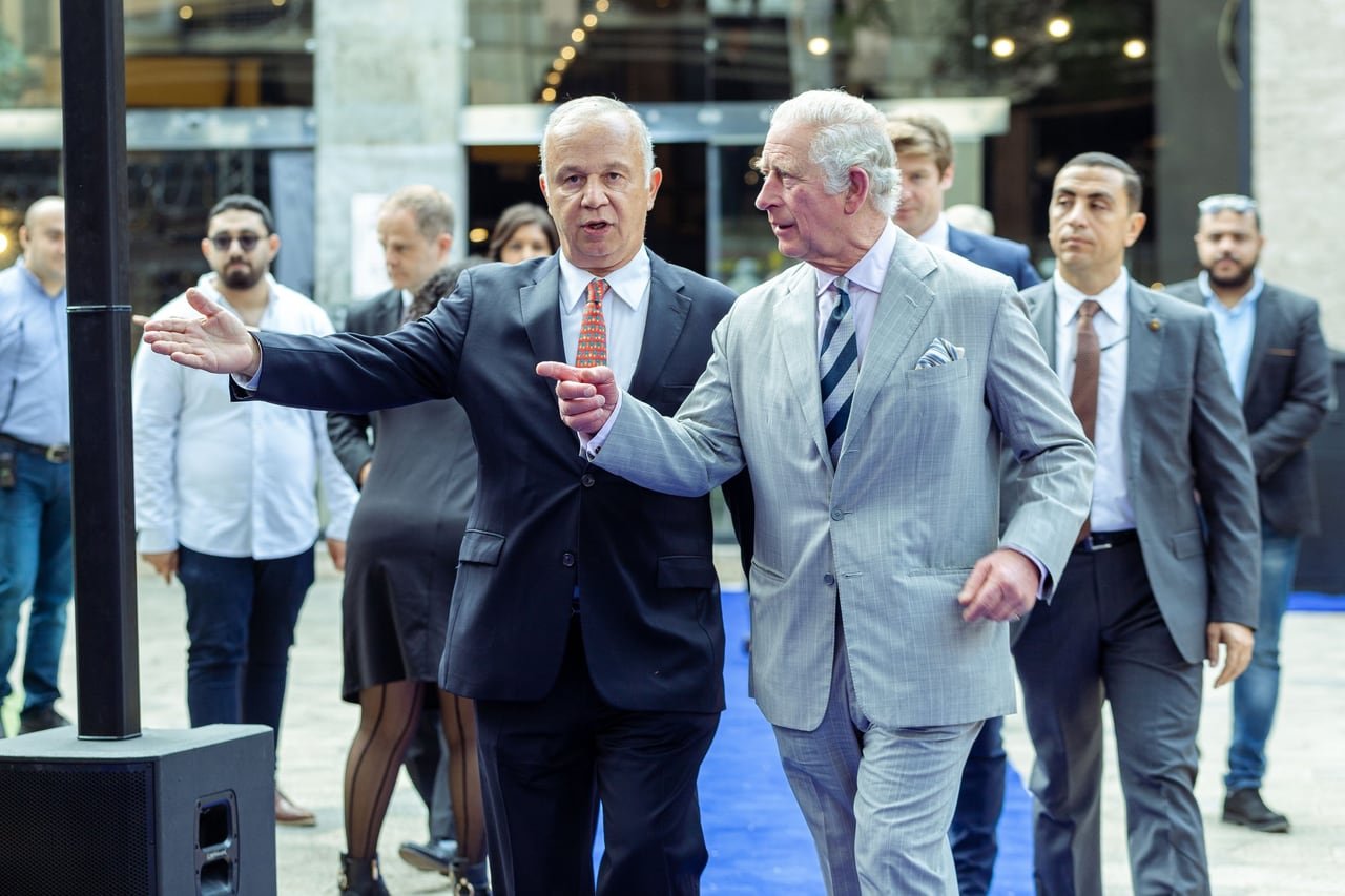 The royal visit touring the startup area.