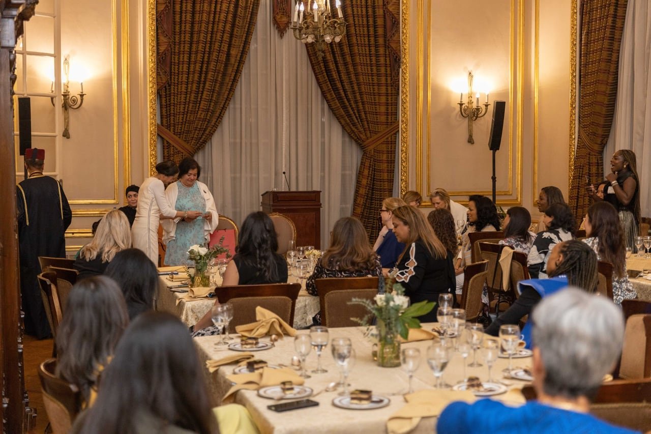 The dinner hall from another angle during the evening.