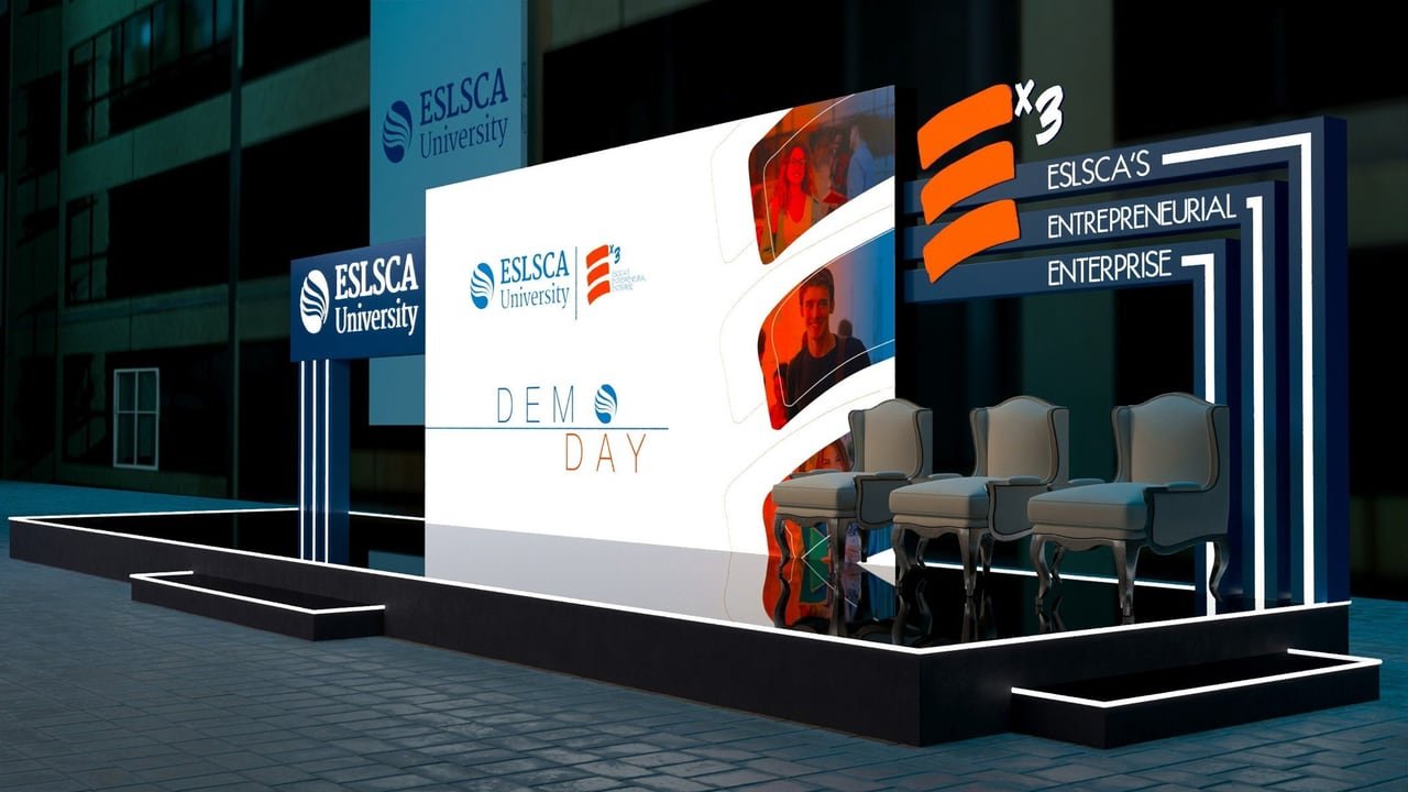 3D render of the EX3 Demo Day stage.