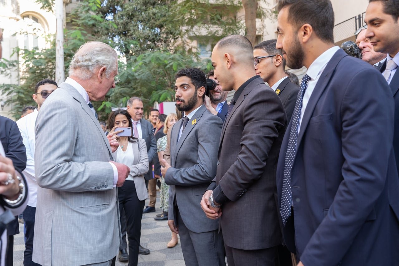 HRH The Prince of Wales speaking with founders at StartEgypt 2021.