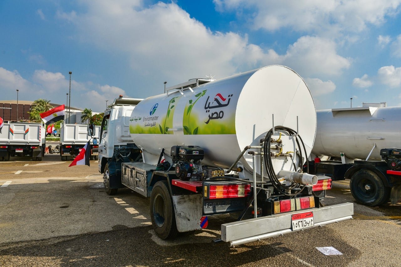 A new water tanker lined up with the rest of the fleet.