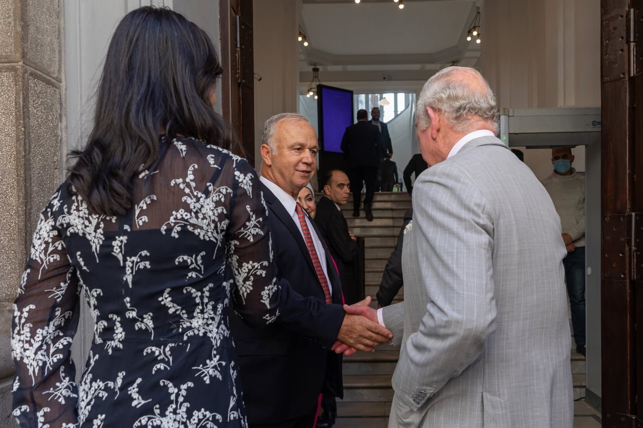 HRH The Prince of Wales, now King Charles III, greeting guests at StartEgypt 2021.